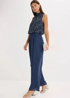 bonprix Bekleidung·Homewear|Festliche Mode^Overall mit Perlenstickerei dunkelblau