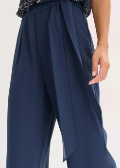 bonprix Bekleidung·Homewear|Festliche Mode^Overall mit Perlenstickerei dunkelblau