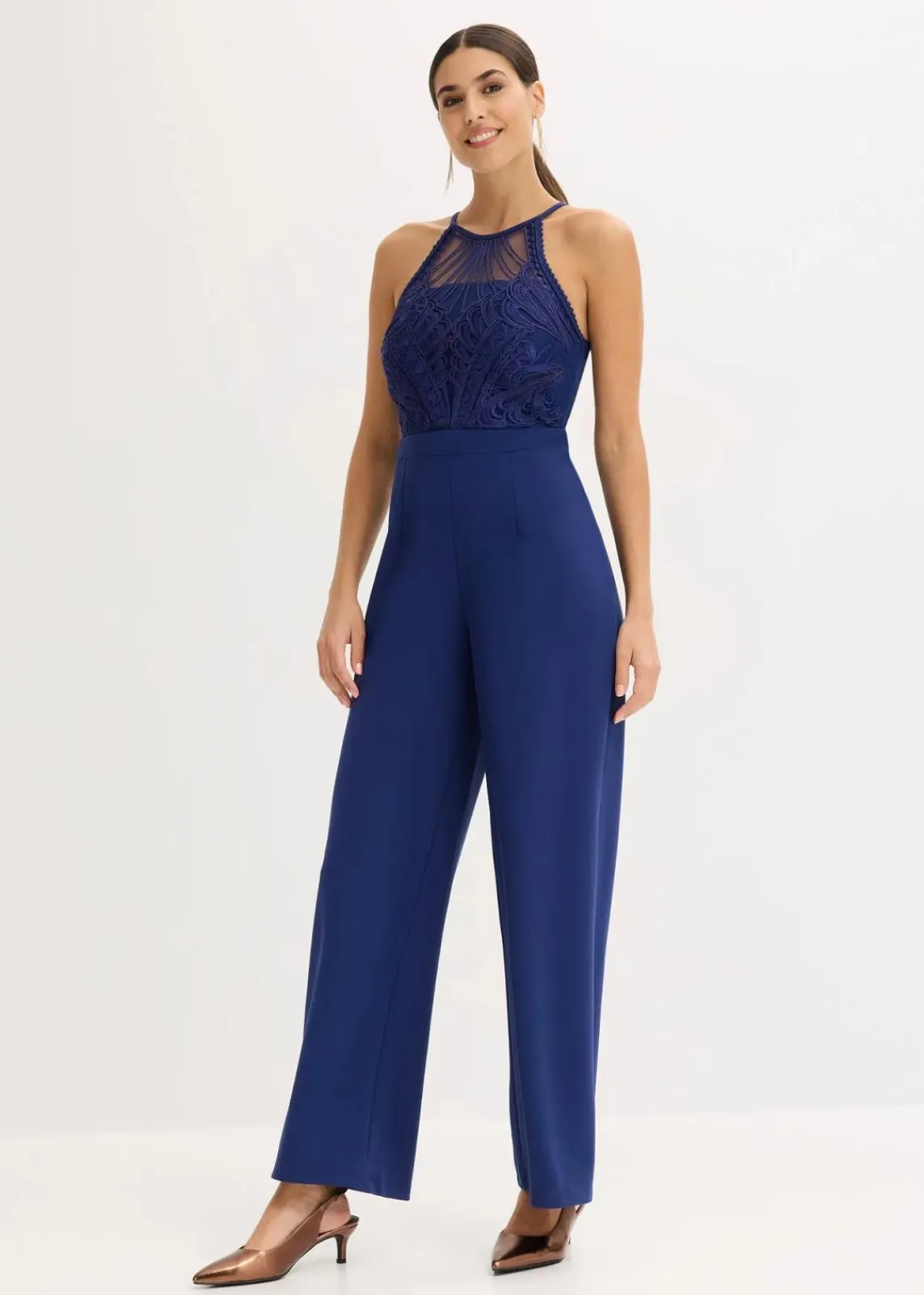 bonprix Bekleidung·Homewear|Festliche Mode^Overall mit Spitze mitternachtsblau