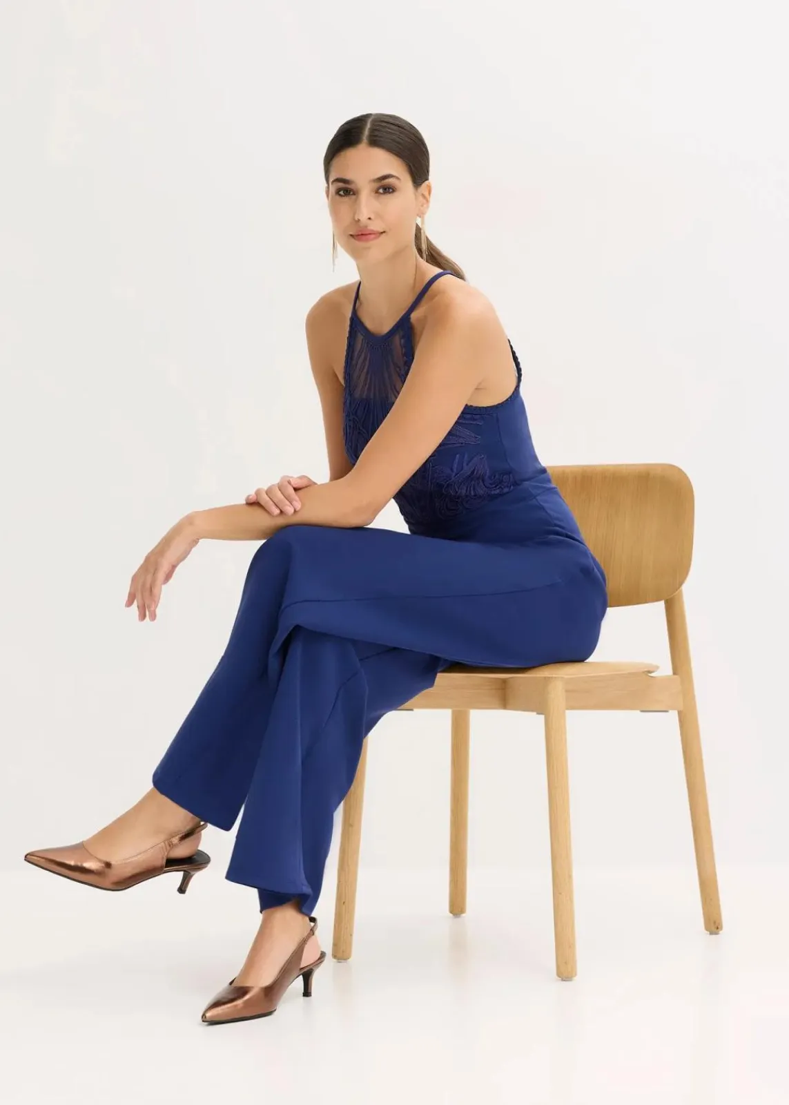 bonprix Bekleidung·Homewear|Festliche Mode^Overall mit Spitze mitternachtsblau