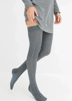 bonprix Nachhaltigere Materialien|Socken & Strumpfhosen^Overknee Strümpfe mit Bio Baumwolle (2 Paar) schwarz + anthrazit meliert