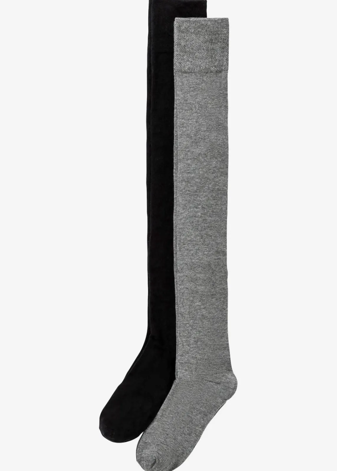 bonprix Nachhaltigere Materialien|Socken & Strumpfhosen^Overknee Strümpfe mit Bio-Baumwolle (2er Pack) schwarz/grau meliert