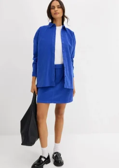 bonprix Blusen & Tuniken|Zweiteiler & Sets^Oversize Cordhemd edelsteinblau