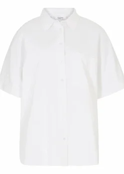 bonprix Blusen & Tuniken|Bekleidung·Jacken & Mäntel^Oversize Halbarmbluse mit Leinen weiß