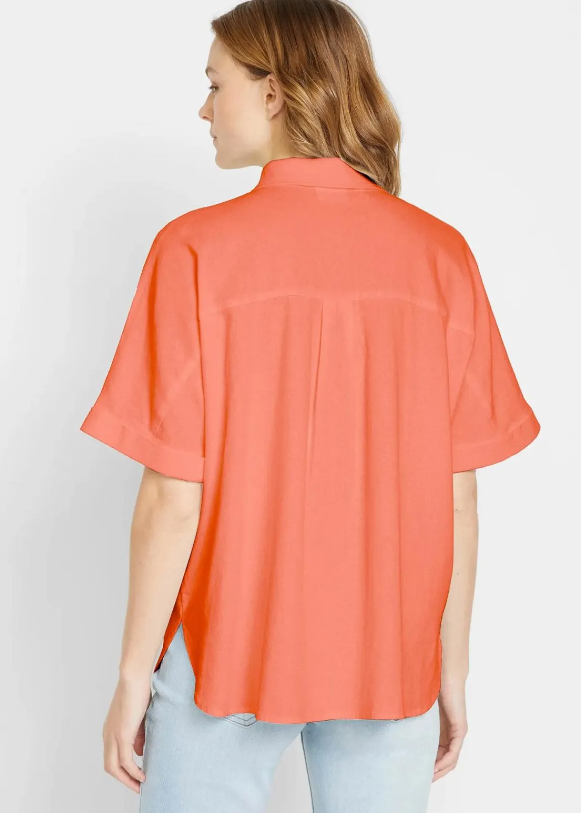 bonprix Bekleidung·Jacken & Mäntel|Blusen & Tuniken^Oversize Halbarmbluse mit Leinen kupferorange