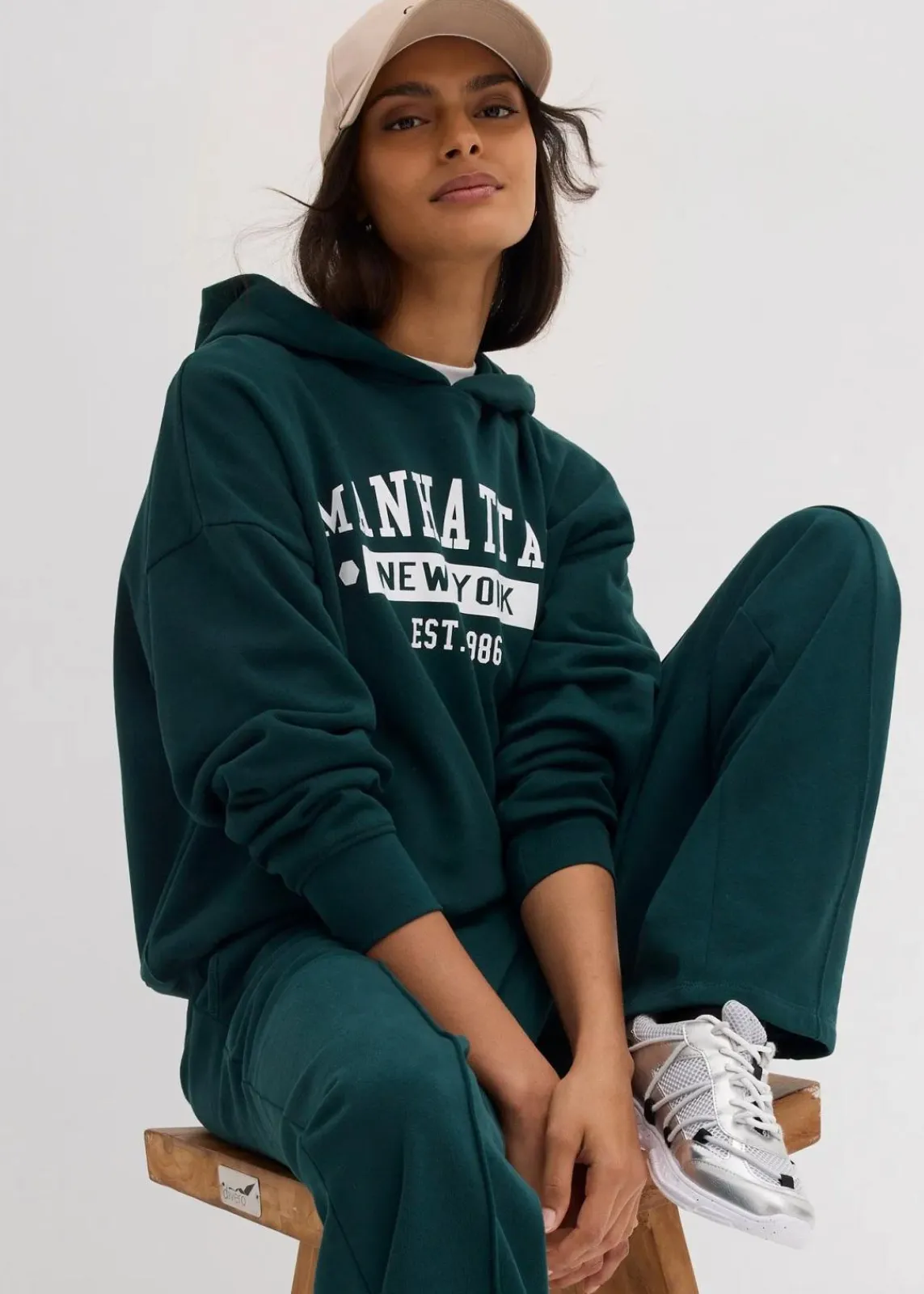 bonprix Sweat|Bekleidung·Blusen & Tuniken^Oversize Hoodie aus reiner Baumwolle tiefgrün
