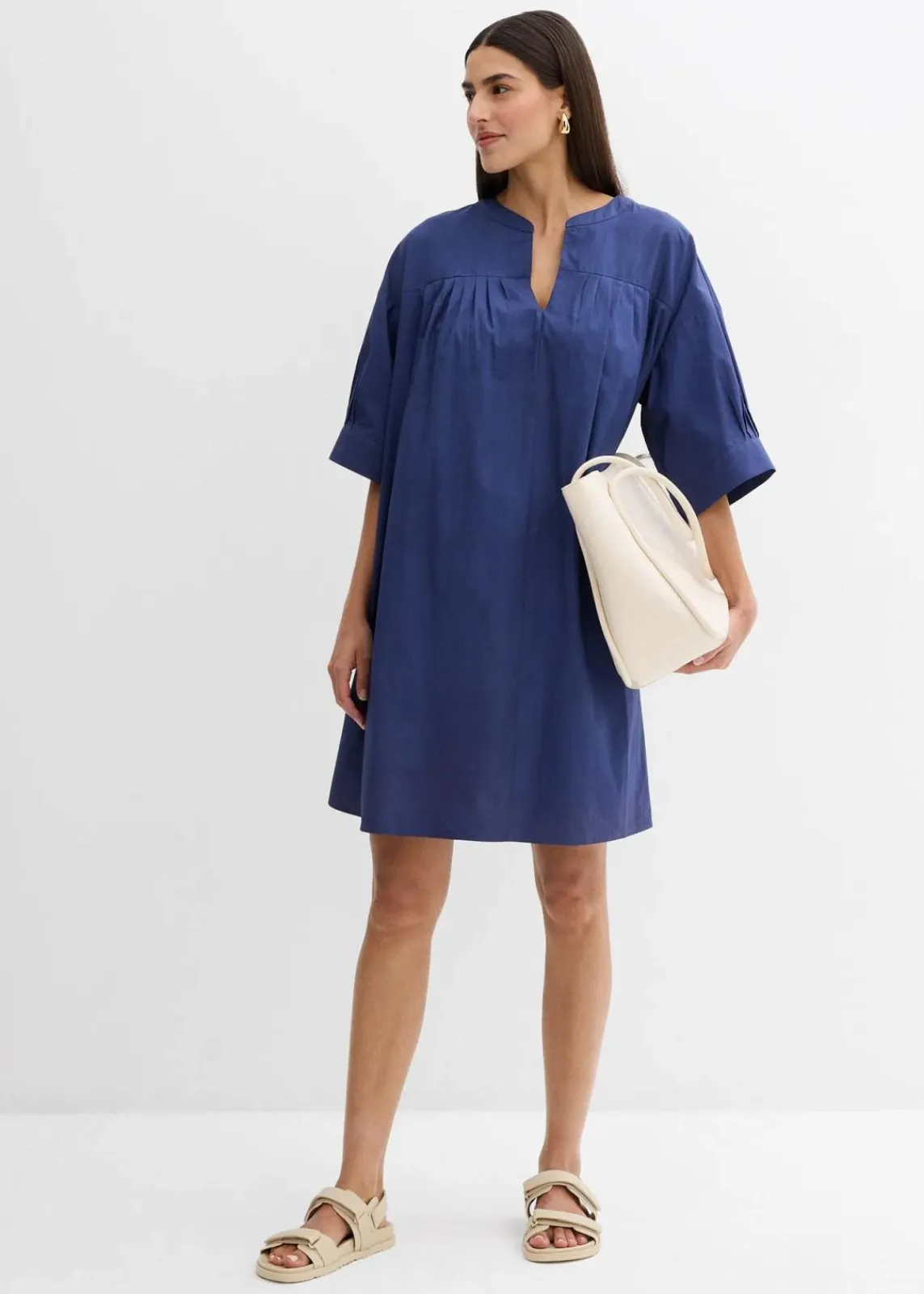 bonprix Kleider|Bekleidung·Pullover & Strickjacken^Oversize Kaftan-Kleid aus reiner Bio-Baumwolle tiefseeblau
