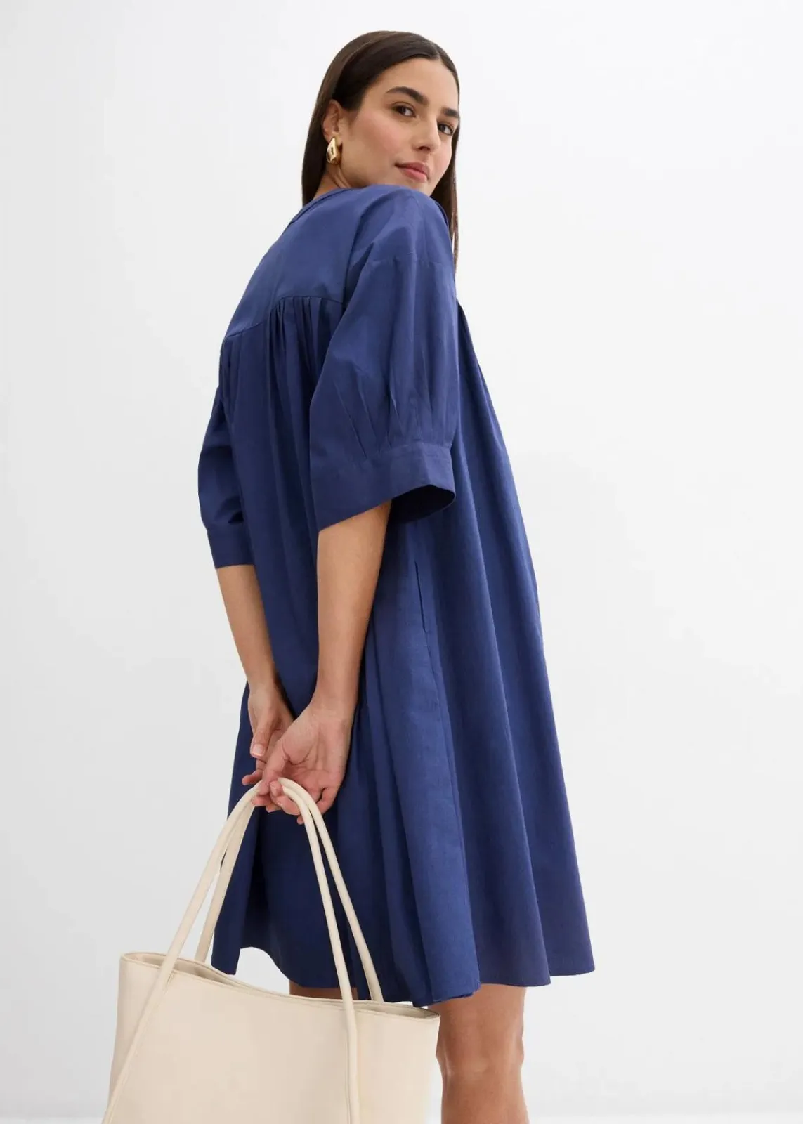 bonprix Kleider|Bekleidung·Pullover & Strickjacken^Oversize Kaftan-Kleid aus reiner Bio-Baumwolle tiefseeblau
