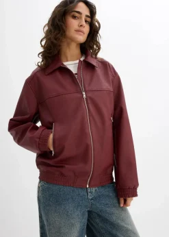 bonprix Bekleidung·Hosen|Jacken & Mäntel^Oversize Lederimitat-Jacke rubinrot