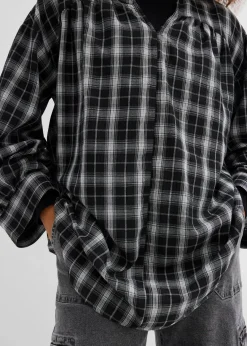 bonprix Bekleidung·Jacken & Mäntel^Oversize Longbluse schwarz/weiß kariert