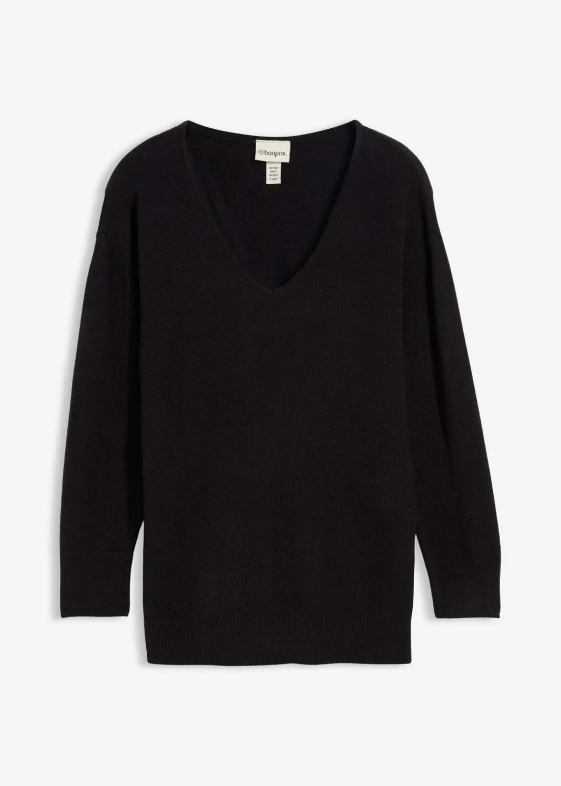 bonprix Pullover & Strickjacken|Strickmode^Oversize Longpullover mit Seitenschlitzen schwarz