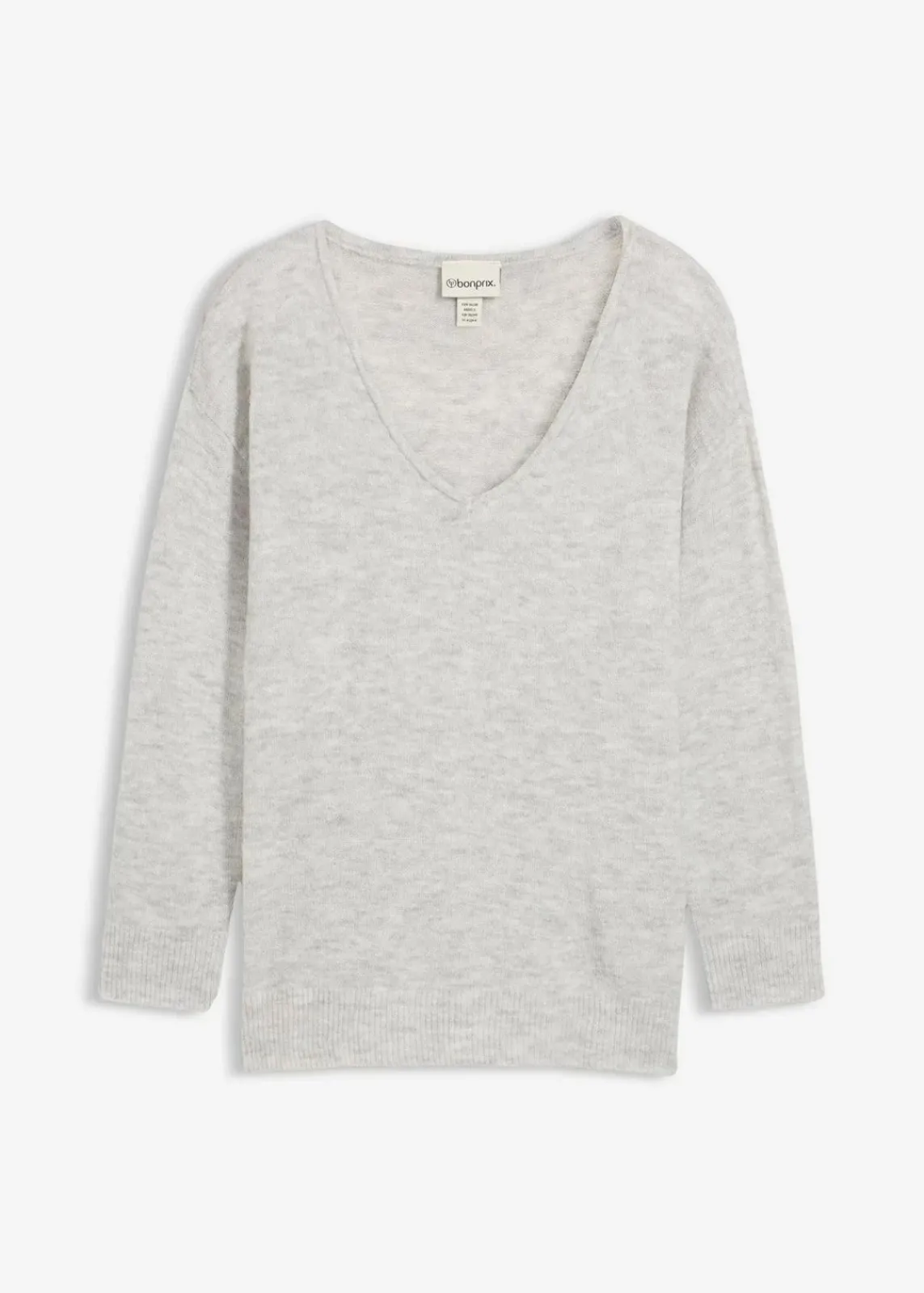 bonprix Bekleidung·Umstandsmode|Bekleidung·Jeans^Oversize Longpullover mit Seitenschlitzen hellgrau meliert