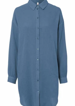 bonprix Blusen & Tuniken|Bekleidung·Jacken & Mäntel^Oversize Musselin-Longbluse jeansblau