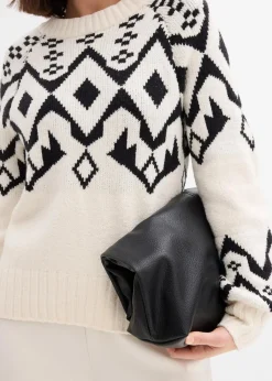 bonprix Bekleidung·Umstandsmode|Bekleidung·Jeans^Oversize Norweger-Pullover perlweiß norwegermuster