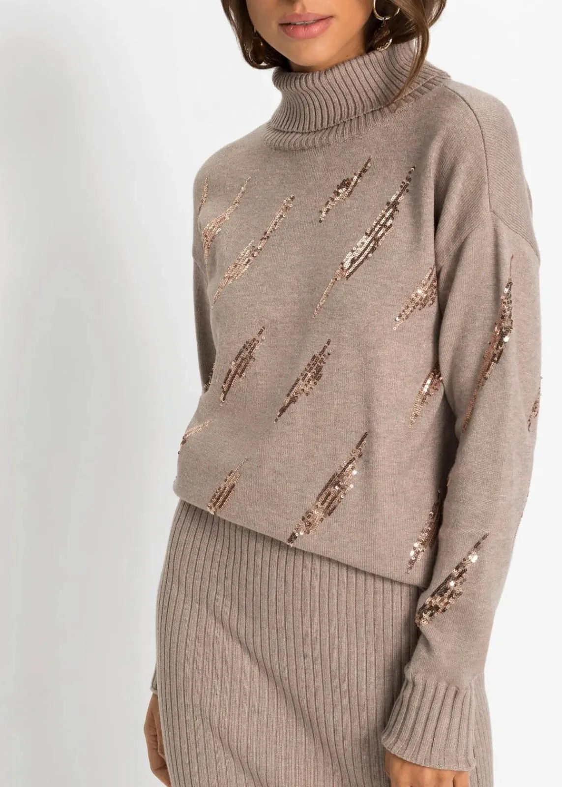 bonprix Pullover & Strickjacken|Strickmode^Oversize Pullover aus softem Viskose-Mix hellbraun meliert