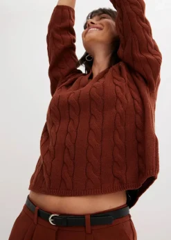 bonprix Pullover & Strickjacken|Nachhaltigere Materialien^Oversize Pullover aus weichem Kaschmir-Mix mahagonibraun