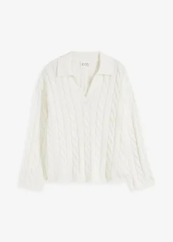 bonprix Bekleidung·Umstandsmode|Strickmode^Oversize Pullover aus weichem Kaschmir-Mix wollweiß