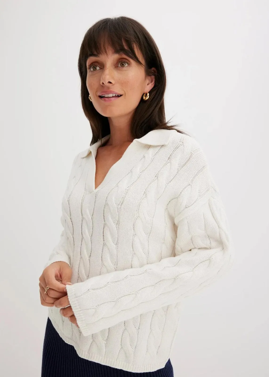 bonprix Bekleidung·Umstandsmode|Strickmode^Oversize Pullover aus weichem Kaschmir-Mix wollweiß