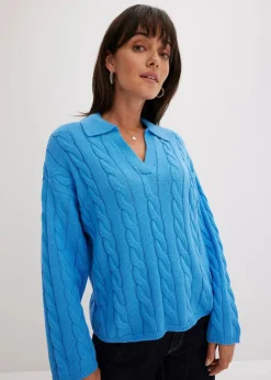 bonprix Bekleidung·Umstandsmode|Strickmode^Oversize Pullover aus weichem Kaschmir-Mix brilliantblau