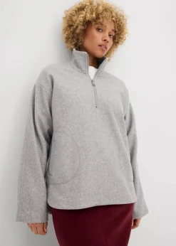 bonprix Sweat|Zweiteiler & Sets^Oversize Pullover in Wolloptik schattengrau meliert