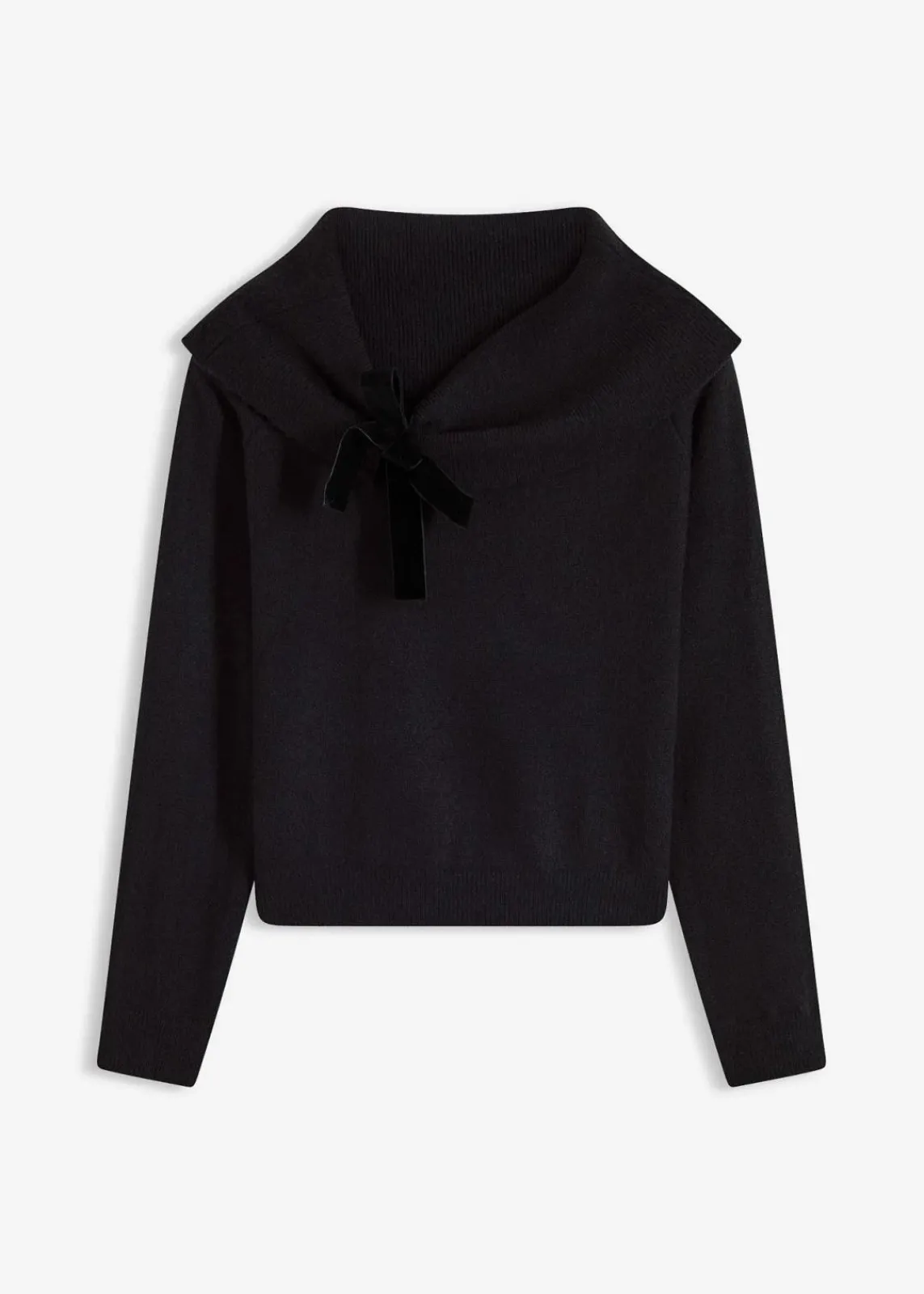 bonprix Pullover & Strickjacken|Strickmode^Oversize Pullover mit Camrenausschnitt schwarz