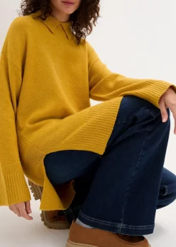 bonprix Bekleidung·Umstandsmode|Bekleidung·Jeans^Oversize Pullover mit Turtleneck und Seitenschlitzen ockergold