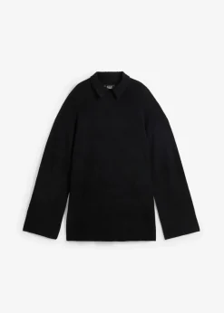 bonprix Bekleidung·Umstandsmode|Bekleidung·Jeans^Oversize Pullover mit Turtleneck und Seitenschlitzen schwarz