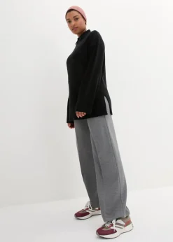 bonprix Bekleidung·Umstandsmode|Bekleidung·Jeans^Oversize Pullover mit Turtleneck und Seitenschlitzen schwarz