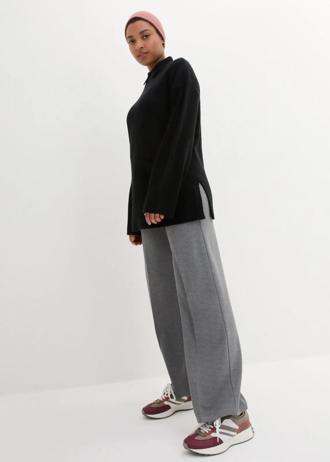 bonprix Bekleidung·Umstandsmode|Bekleidung·Jeans^Oversize Pullover mit Turtleneck und Seitenschlitzen schwarz