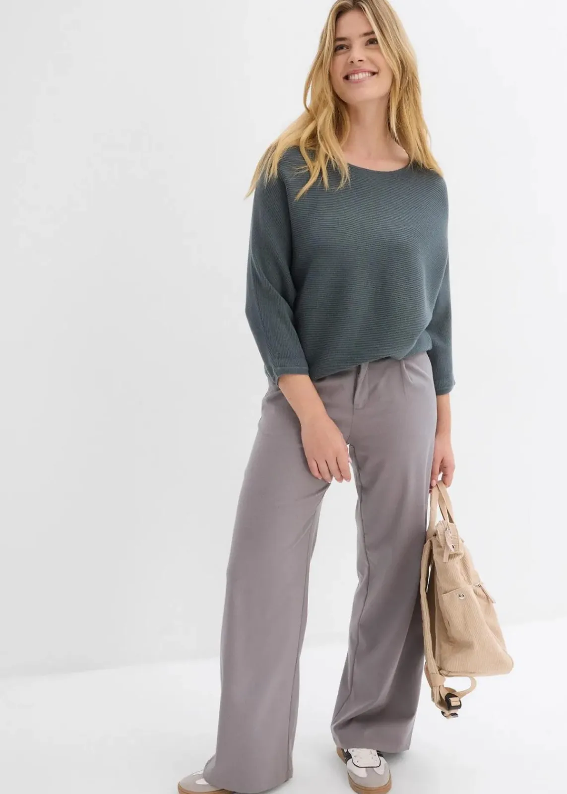 bonprix Strickmode|Pullover & Strickjacken^Oversize Ripp-Pullover aus Viskose-Mix eukalyptusgrün
