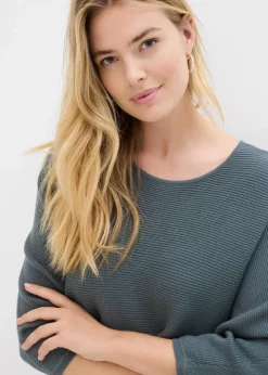 bonprix Strickmode|Pullover & Strickjacken^Oversize Ripp-Pullover aus Viskose-Mix eukalyptusgrün