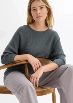bonprix Strickmode|Pullover & Strickjacken^Oversize Ripp-Pullover aus Viskose-Mix eukalyptusgrün