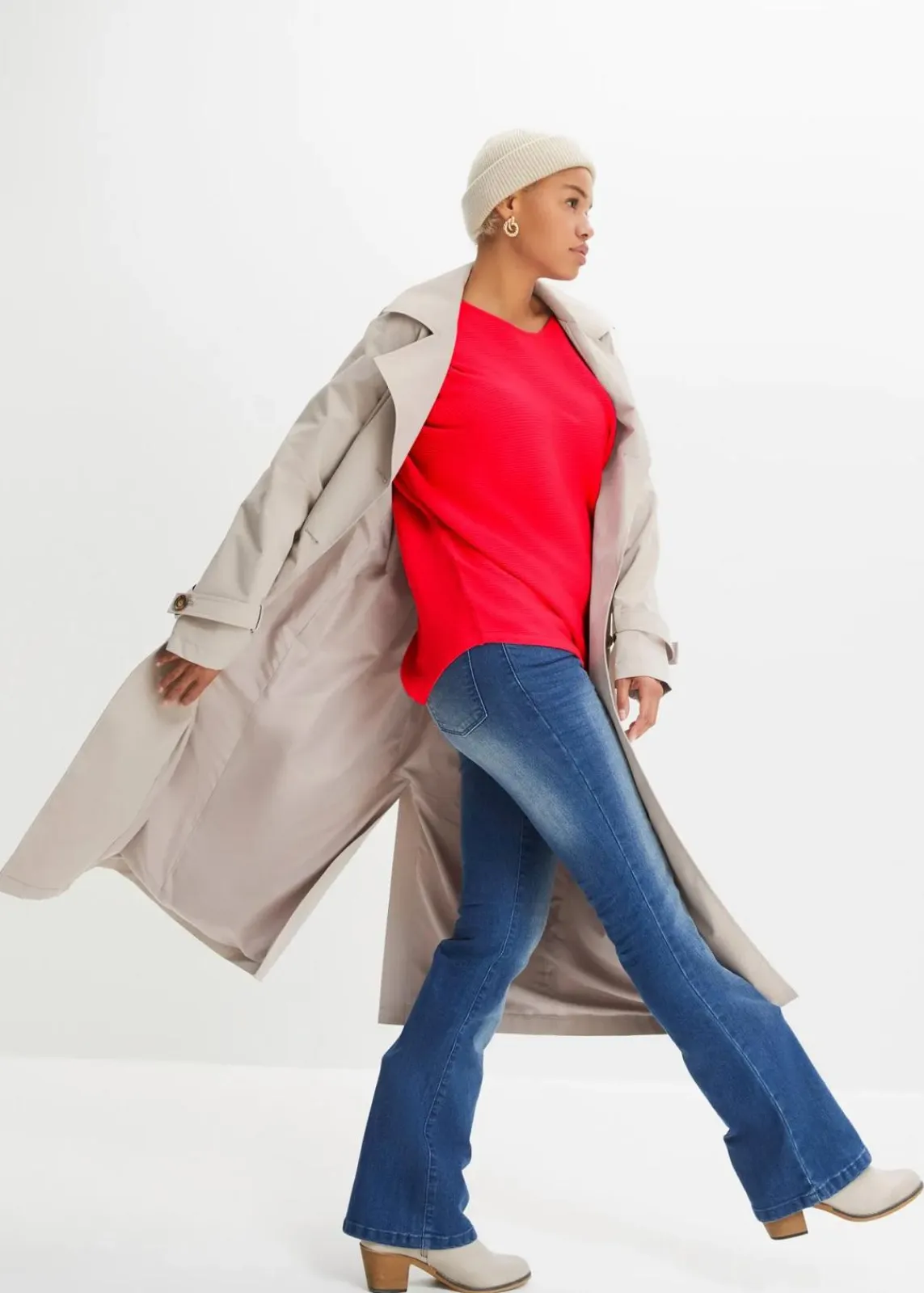 bonprix Bekleidung·Umstandsmode|Bekleidung·Jeans^Oversize Ripp-Pullover aus Viskose-Mix erdbeere