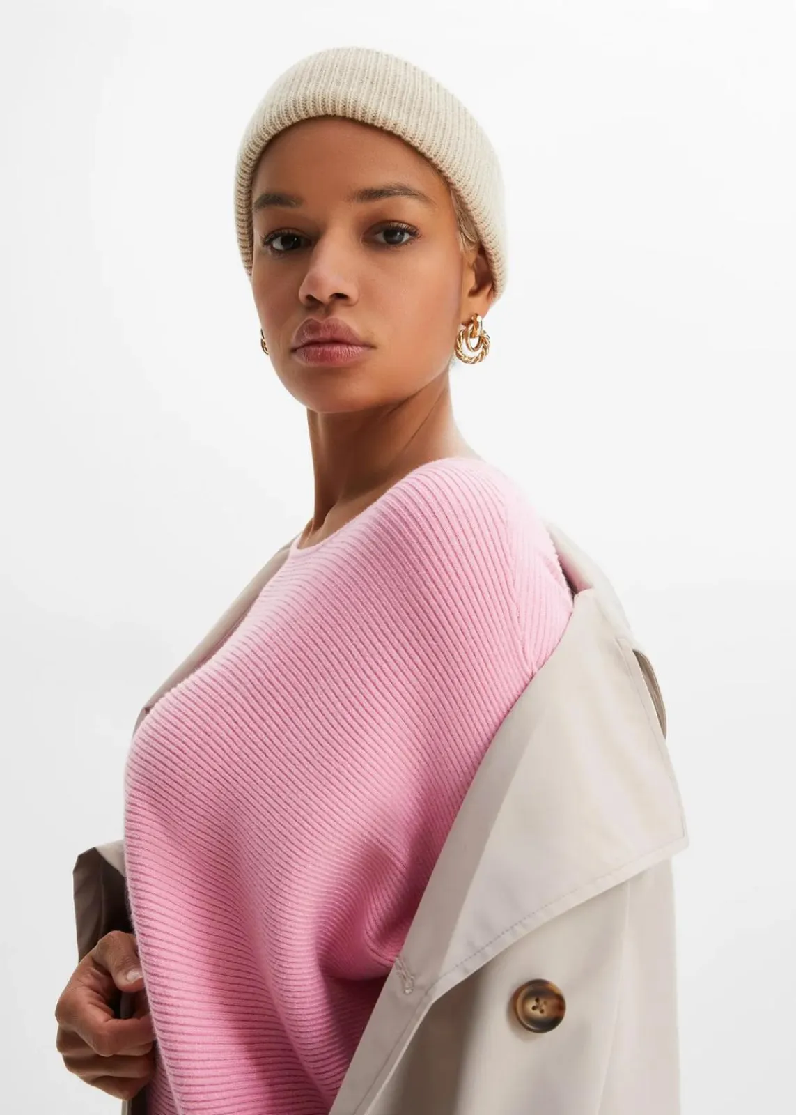 bonprix Strickmode|Pullover & Strickjacken^Oversize Ripp-Pullover aus Viskose-Mix rosa