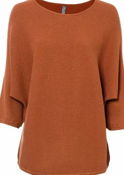bonprix Strickmode|Pullover & Strickjacken^Oversize Ripp-Pullover aus Viskose-Mix orangebraun