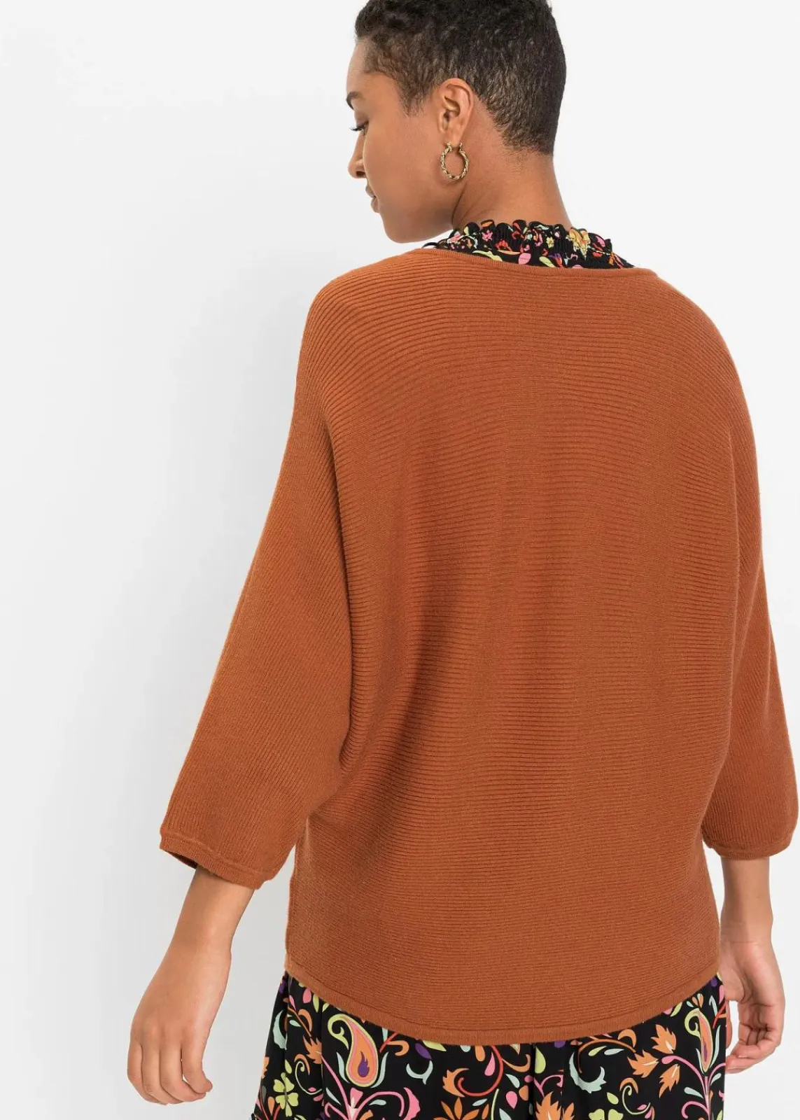 bonprix Strickmode|Pullover & Strickjacken^Oversize Ripp-Pullover aus Viskose-Mix orangebraun