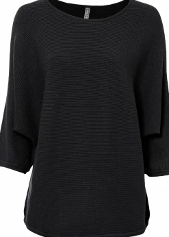 bonprix Strickmode|Pullover & Strickjacken^Oversize Ripp-Pullover aus Viskose-Mix schwarz