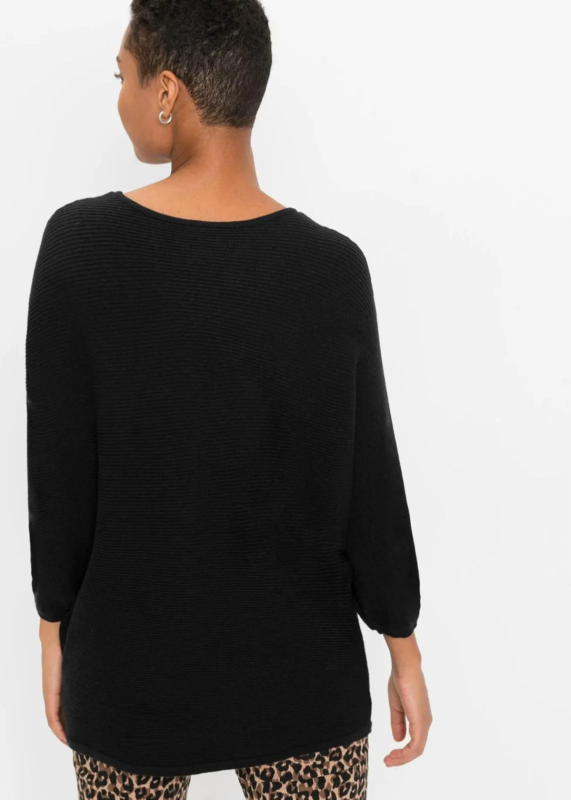 bonprix Strickmode|Pullover & Strickjacken^Oversize Ripp-Pullover aus Viskose-Mix schwarz