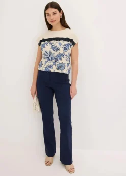 bonprix Shirts & Tops^Oversize Shirt mit Spitzenband natur/mattblau paisley