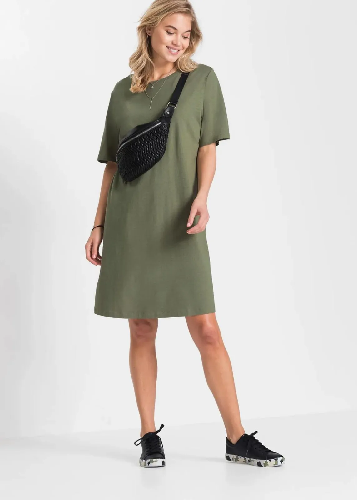 bonprix Kleider|Basics^Oversize- Shirtkleid oliv