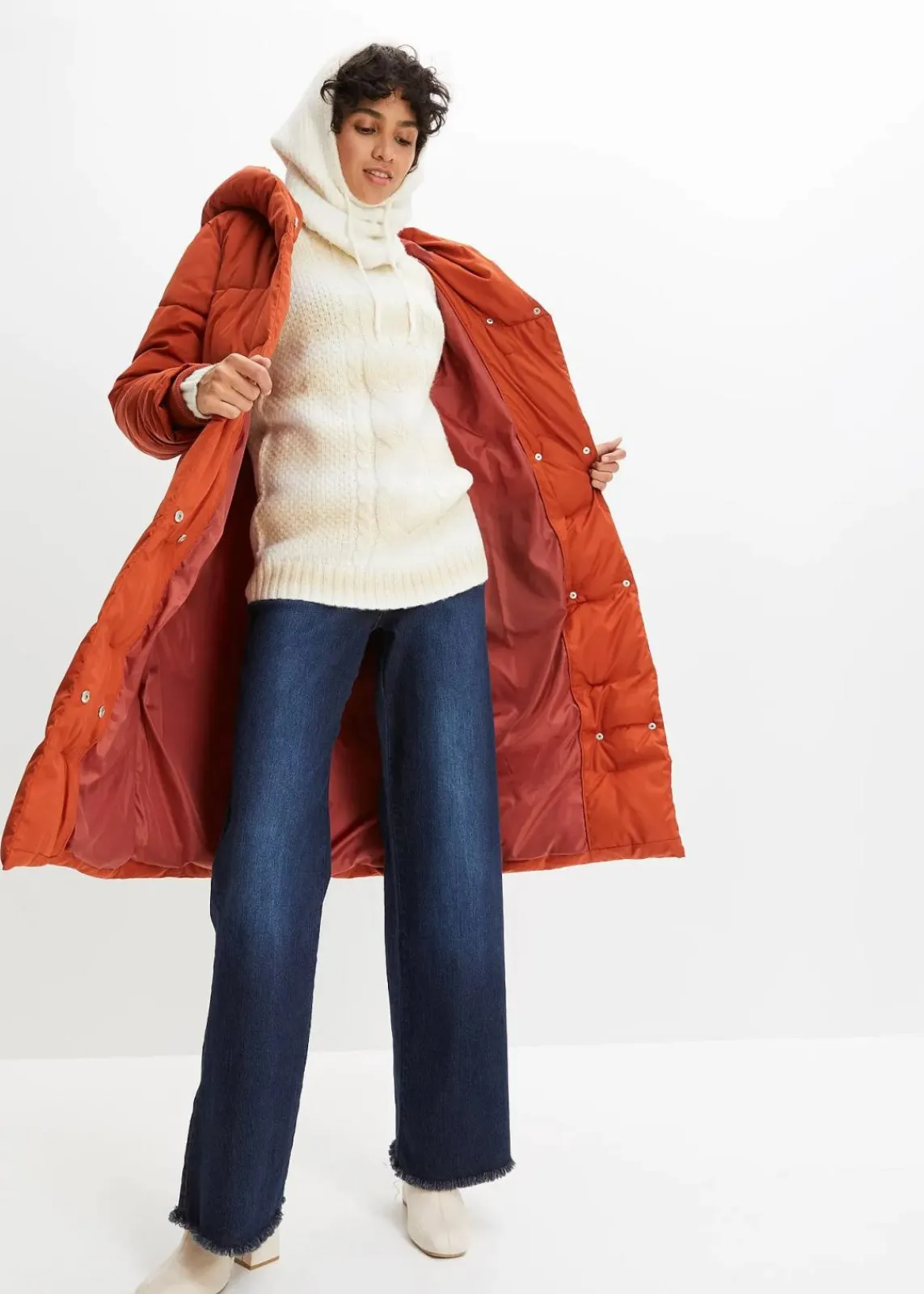 bonprix Jacken & Mäntel|Nachhaltigere Materialien^Oversize Steppmantel rostbraun