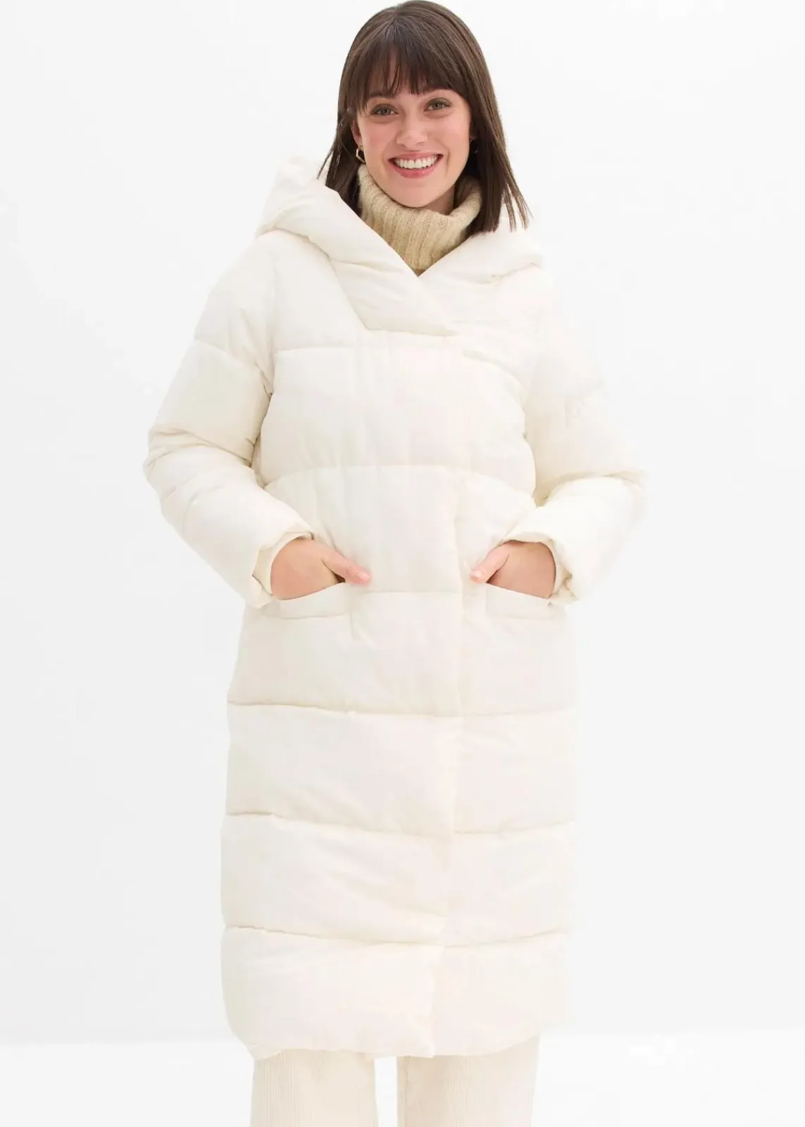 bonprix Jacken & Mäntel|Nachhaltigere Materialien^Oversize Steppmantel perlweiß