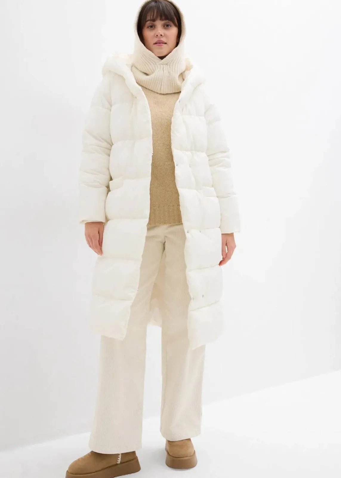 bonprix Jacken & Mäntel|Nachhaltigere Materialien^Oversize Steppmantel perlweiß