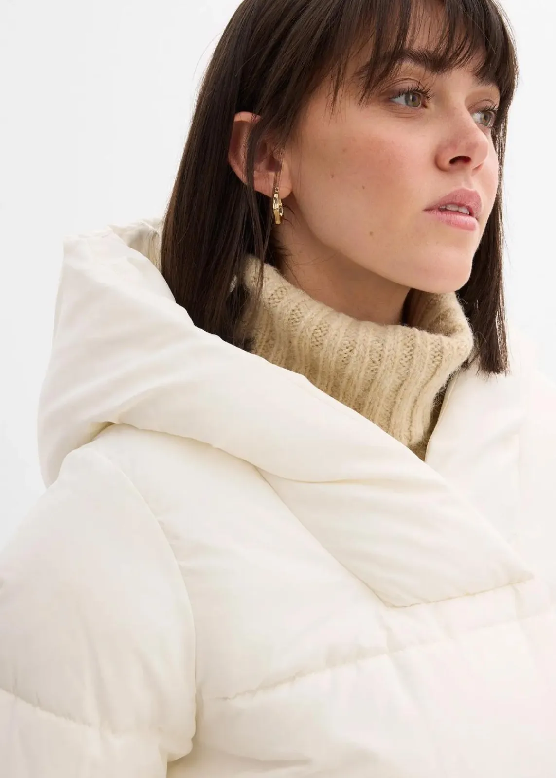 bonprix Jacken & Mäntel|Nachhaltigere Materialien^Oversize Steppmantel perlweiß