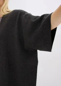 bonprix Jacken & Mäntel|Bekleidung·Hosen^Oversize Strick-Cape anthrazit meliert