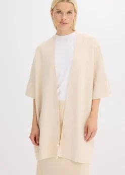 bonprix Bekleidung·Hosen|Jacken & Mäntel^Oversize Strick-Cape kieselbeige meliert