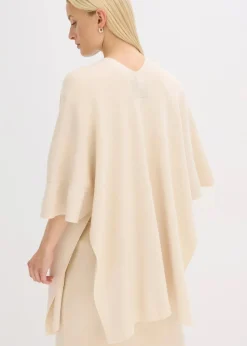 bonprix Bekleidung·Hosen|Jacken & Mäntel^Oversize Strick-Cape kieselbeige meliert