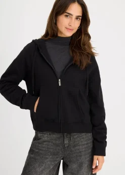 bonprix Bekleidung·Röcke|Bekleidung·Blusen & Tuniken^Oversize Sweatjacke schwarz