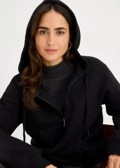 bonprix Bekleidung·Röcke|Bekleidung·Blusen & Tuniken^Oversize Sweatjacke schwarz