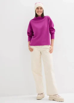 bonprix Sweat|Basics^Oversize Sweatshirt aus weichem Scuba dunkelfuchsia